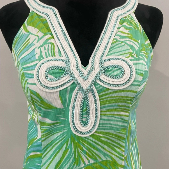 Lilly Pulitzer Dress Womens 00 Tessa Shift Green Sheen Fronds Place Preppy Sun - Picture 4 of 9